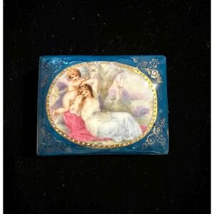 Antique Miniature Porcelain Royal Vienna Snuff Trinket Box